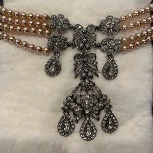 Rhinestone and Pearl Statement Necklace